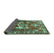 Sideview of Animal Turquoise Traditional Rug, tr627turq