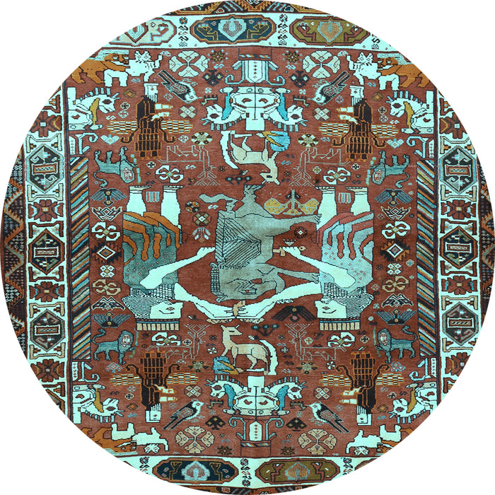 Round Animal Light Blue Traditional Rug, tr627lblu