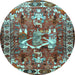 Round Animal Light Blue Traditional Rug, tr627lblu