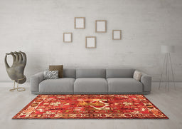 Machine Washable Animal Orange Traditional Area Rugs in a Living Room, wshtr627org