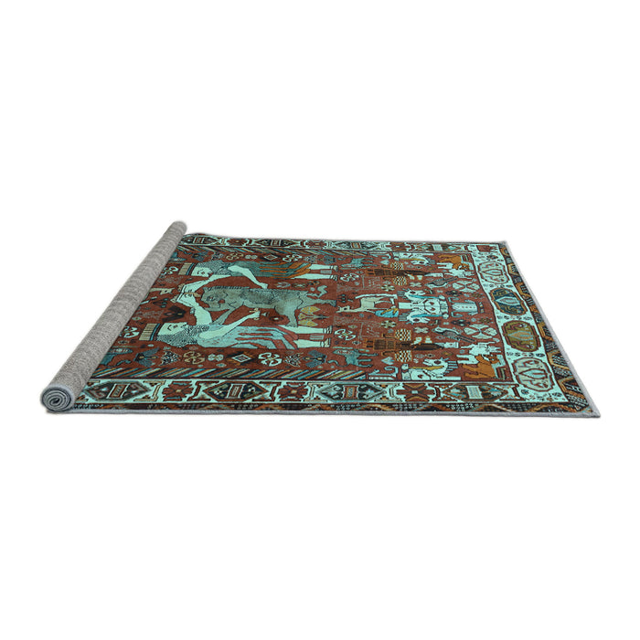 Sideview of Machine Washable Animal Light Blue Traditional Rug, wshtr627lblu