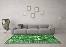 Machine Washable Animal Emerald Green Traditional Area Rugs in a Living Room,, wshtr627emgrn