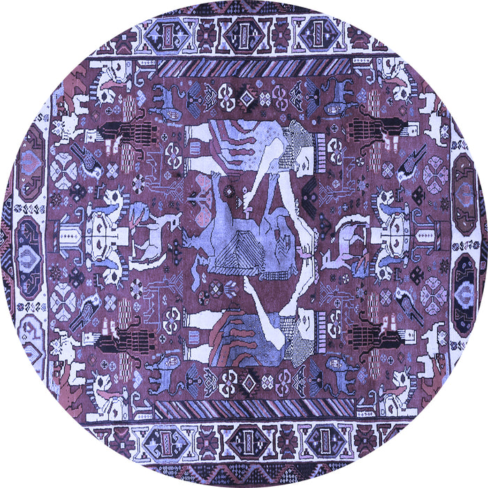 Round Machine Washable Animal Blue Traditional Rug, wshtr627blu