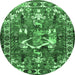 Round Animal Emerald Green Traditional Rug, tr627emgrn