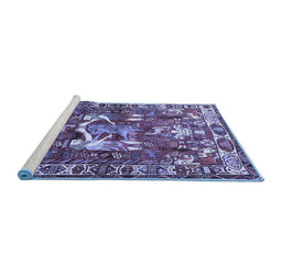 Sideview of Machine Washable Animal Blue Traditional Rug, wshtr627blu