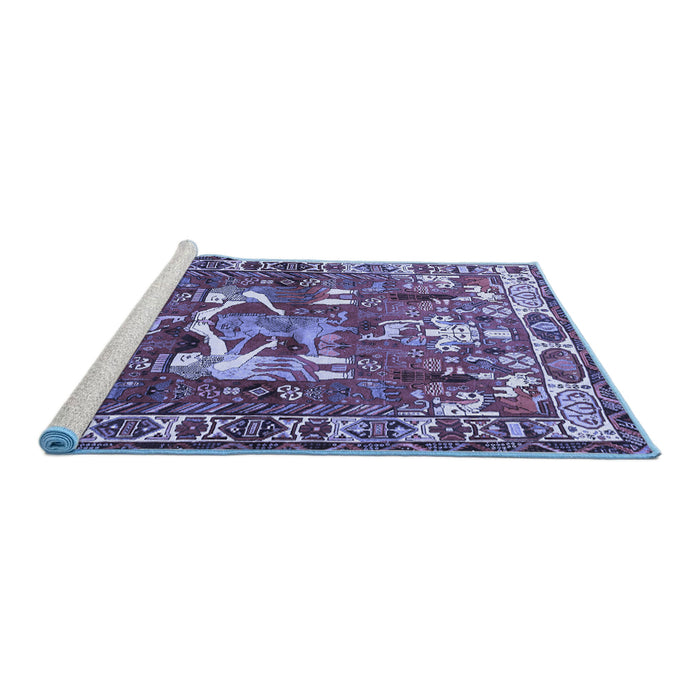 Sideview of Machine Washable Animal Blue Traditional Rug, wshtr627blu