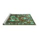 Sideview of Machine Washable Animal Turquoise Traditional Area Rugs, wshtr627turq