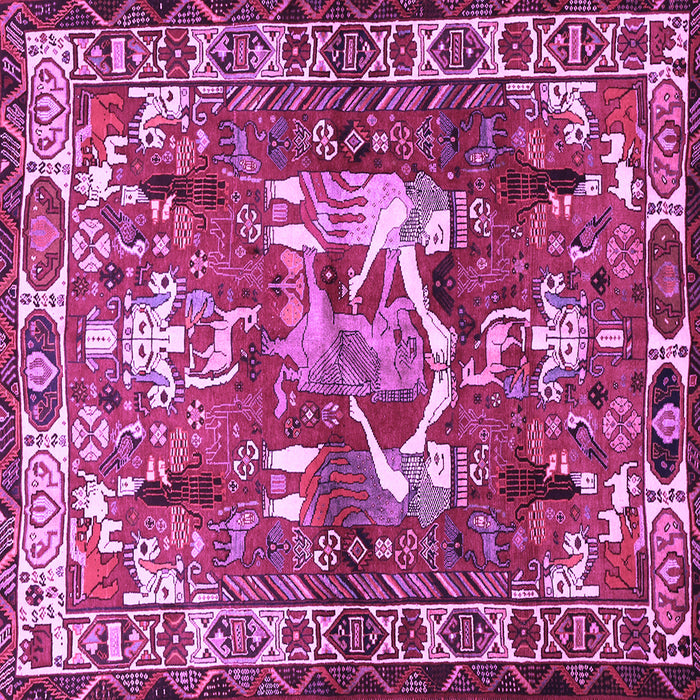 Square Machine Washable Animal Purple Traditional Area Rugs, wshtr627pur