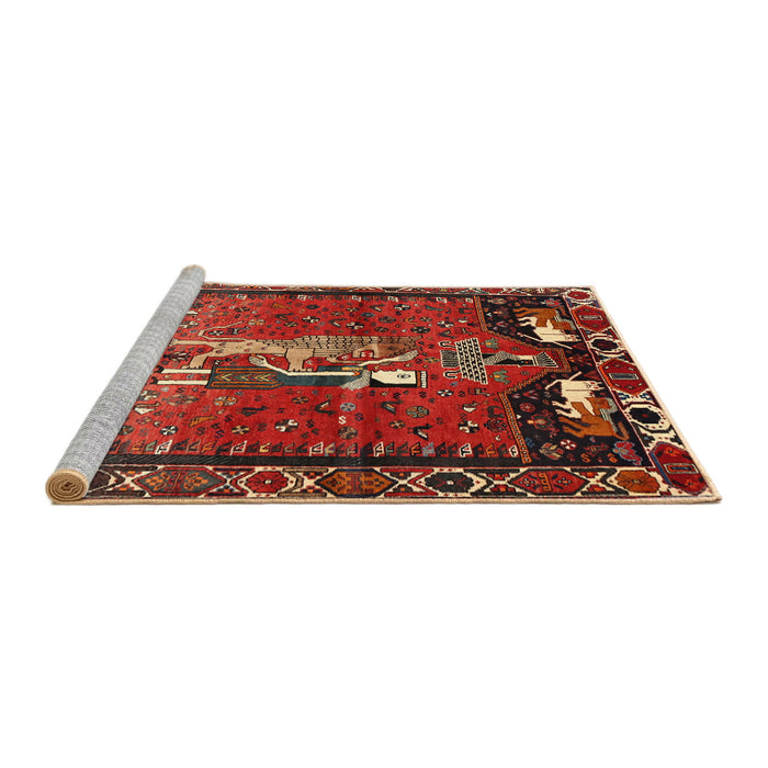 Sideview of Machine Washable Traditional Tomato Red Rug, wshtr628