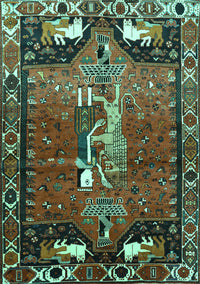 Animal Turquoise Traditional Rug, tr628turq