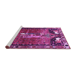 Sideview of Machine Washable Animal Purple Traditional Area Rugs, wshtr628pur