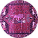 Round Machine Washable Animal Purple Traditional Area Rugs, wshtr628pur