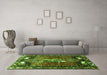 Machine Washable Animal Green Traditional Area Rugs in a Living Room,, wshtr628grn