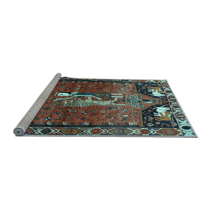 Sideview of Machine Washable Animal Light Blue Traditional Rug, wshtr628lblu