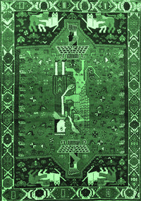 Animal Emerald Green Traditional Rug, tr628emgrn