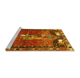 Sideview of Machine Washable Animal Yellow Traditional Rug, wshtr628yw