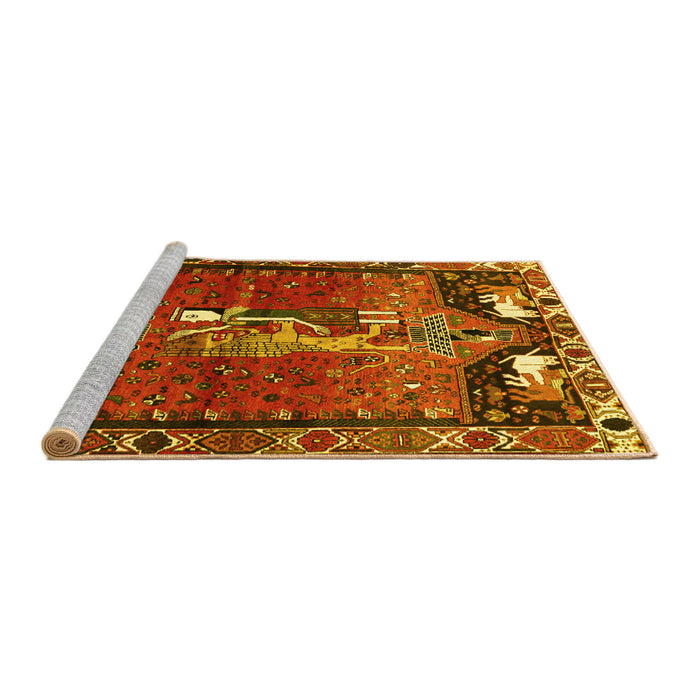 Sideview of Machine Washable Animal Yellow Traditional Rug, wshtr628yw