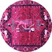 Round Animal Pink Traditional Rug, tr628pnk