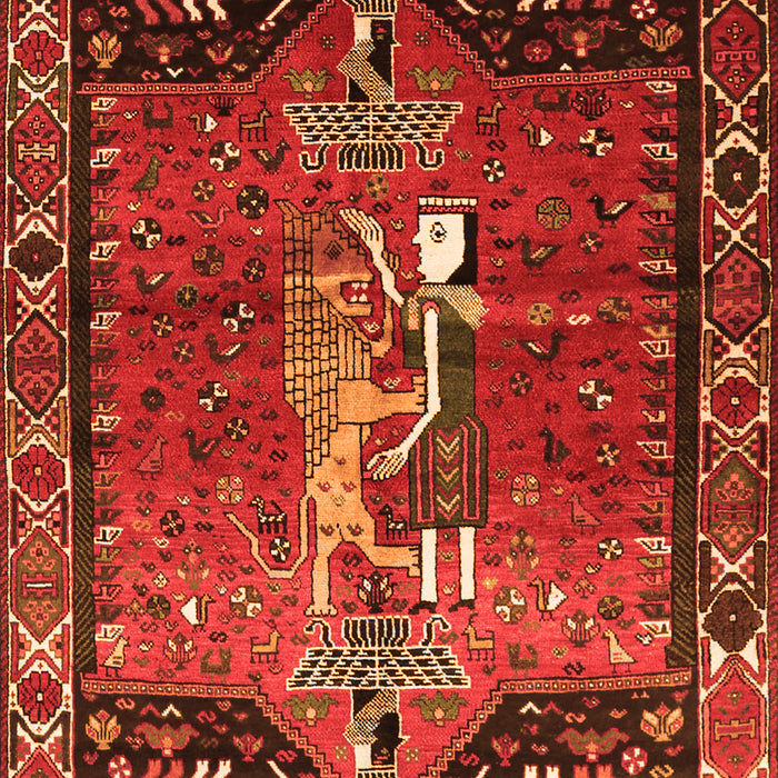 Serging Thickness of Machine Washable Animal Orange Traditional Area Rugs, wshtr628org