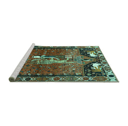 Sideview of Machine Washable Animal Turquoise Traditional Area Rugs, wshtr628turq