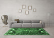 Machine Washable Animal Emerald Green Traditional Area Rugs in a Living Room,, wshtr628emgrn