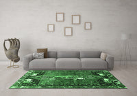 Machine Washable Animal Emerald Green Traditional Rug, wshtr628emgrn