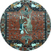 Round Animal Light Blue Traditional Rug, tr628lblu