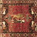 Square Machine Washable Animal Brown Traditional Rug, wshtr628brn