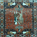 Square Animal Light Blue Traditional Rug, tr628lblu