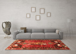 Machine Washable Animal Orange Traditional Area Rugs in a Living Room, wshtr628org