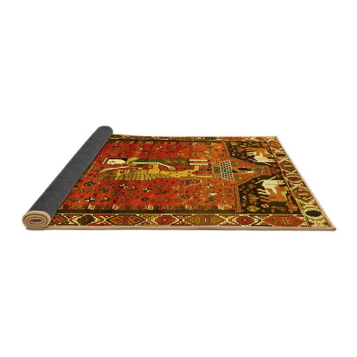Sideview of Animal Yellow Traditional Rug, tr628yw