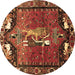 Round Animal Brown Traditional Rug, tr628brn