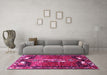 Machine Washable Animal Pink Traditional Rug in a Living Room, wshtr628pnk