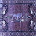 Square Animal Blue Traditional Rug, tr628blu