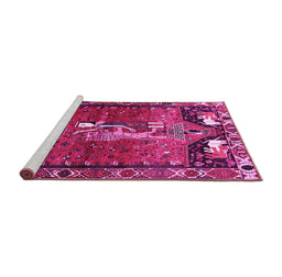 Sideview of Machine Washable Animal Pink Traditional Rug, wshtr628pnk
