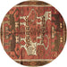 Round Animal Brown Traditional Rug, tr629brn