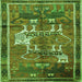 Serging Thickness of Animal Green Traditional Rug, tr629grn