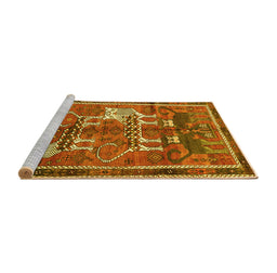 Sideview of Machine Washable Animal Yellow Traditional Rug, wshtr629yw