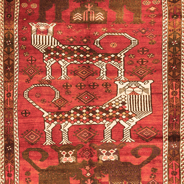 Serging Thickness of Machine Washable Animal Orange Traditional Area Rugs, wshtr629org