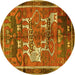 Round Animal Yellow Traditional Rug, tr629yw