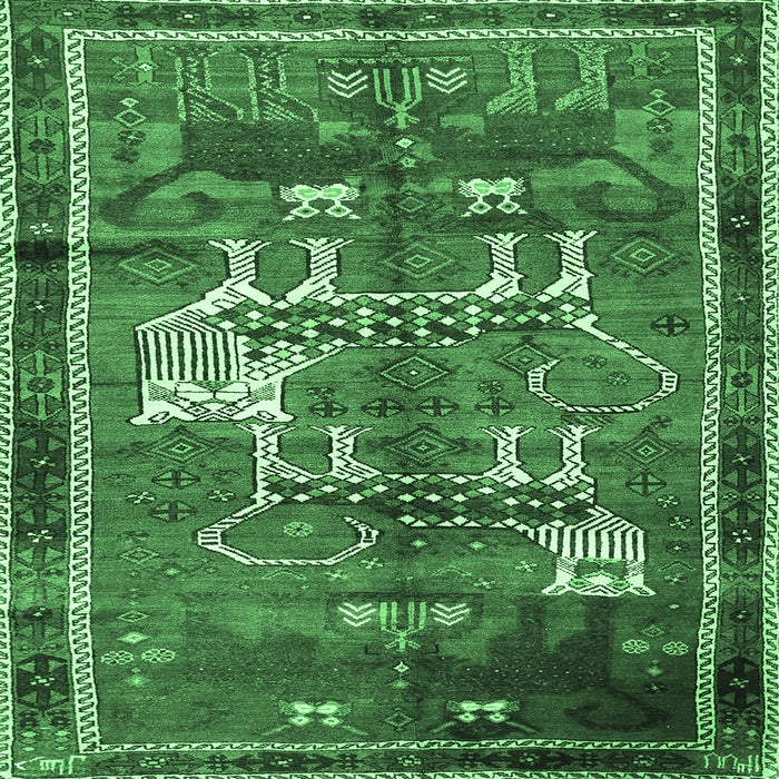 Square Machine Washable Animal Emerald Green Traditional Area Rugs, wshtr629emgrn