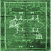 Square Animal Emerald Green Traditional Rug, tr629emgrn