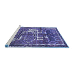 Sideview of Machine Washable Animal Blue Traditional Rug, wshtr629blu