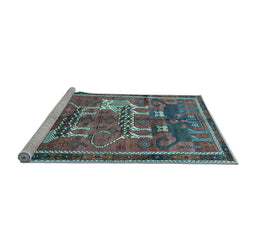 Sideview of Machine Washable Animal Light Blue Traditional Rug, wshtr629lblu