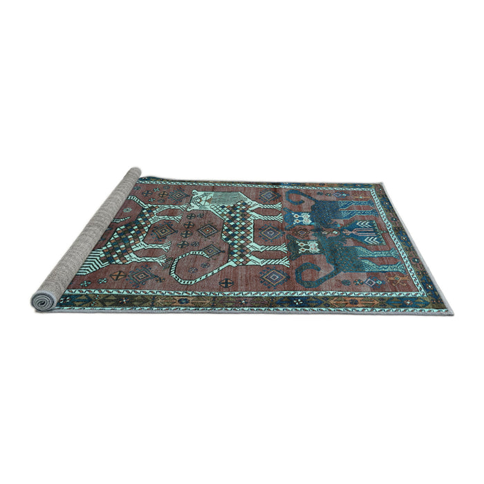 Sideview of Machine Washable Animal Light Blue Traditional Rug, wshtr629lblu