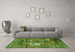 Machine Washable Animal Green Traditional Area Rugs in a Living Room,, wshtr629grn