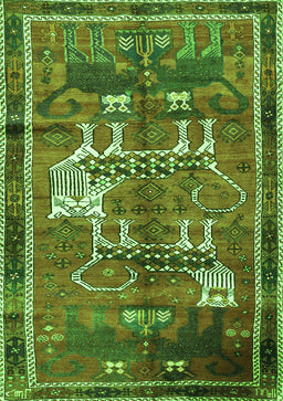 Animal Green Traditional Rug, tr629grn