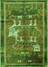 Animal Green Traditional Rug, tr629grn