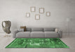 Machine Washable Animal Emerald Green Traditional Area Rugs in a Living Room,, wshtr629emgrn