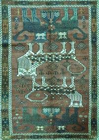 Animal Turquoise Traditional Rug, tr629turq